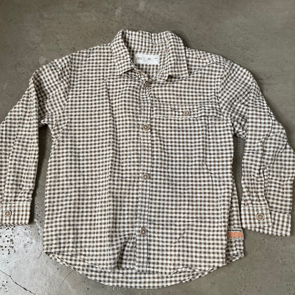 Zara Gingham Boys Button Down Shirt